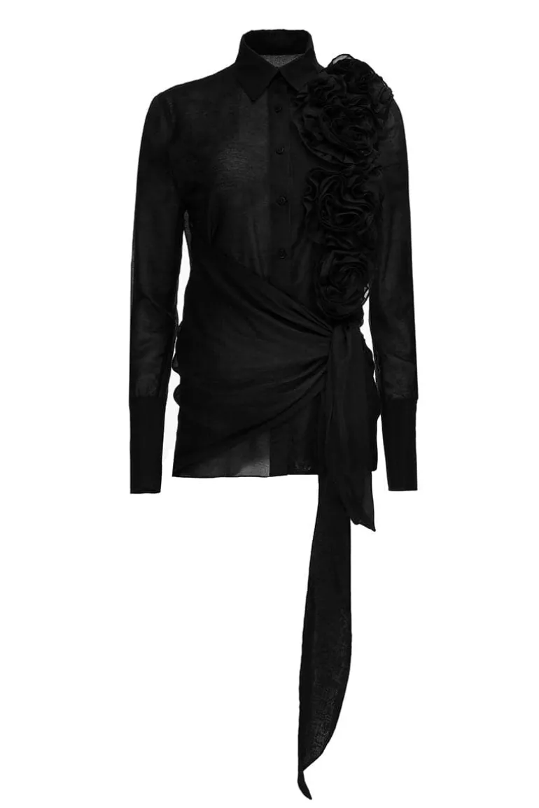 Tops<CULT MIA SHIRT WITH ROSES Black