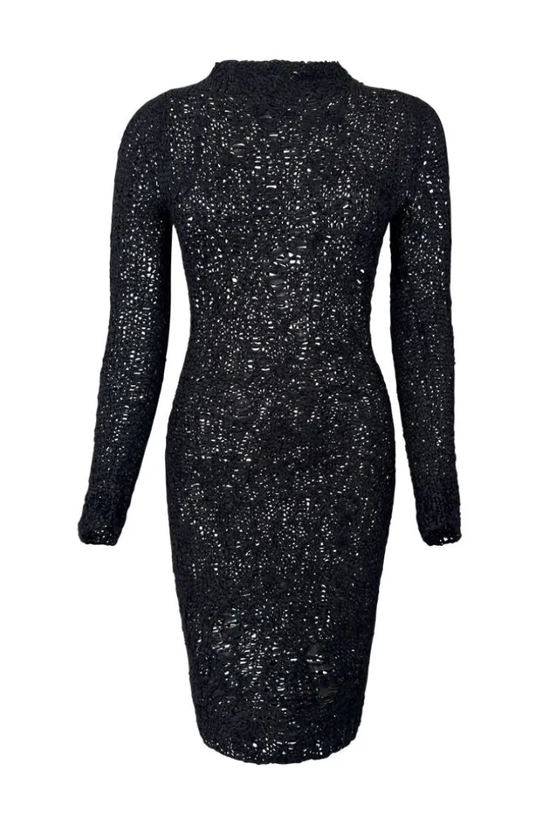 Dresses | Mini Dresses<CULT MIA SILK LONG SLEEVE MINI DRESS Black