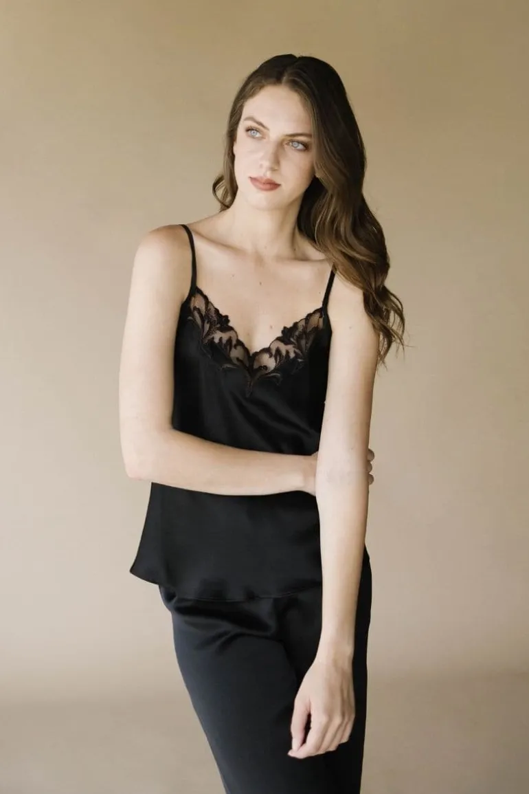 Sleep & Loungewear<CULT MIA SIMONE SILK BLOUSE Black