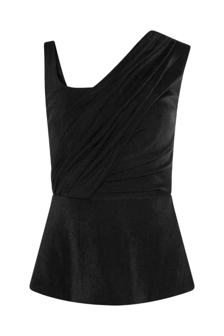 Tops<CULT MIA SLOPES ASYMMETRICAL SHIRT Black