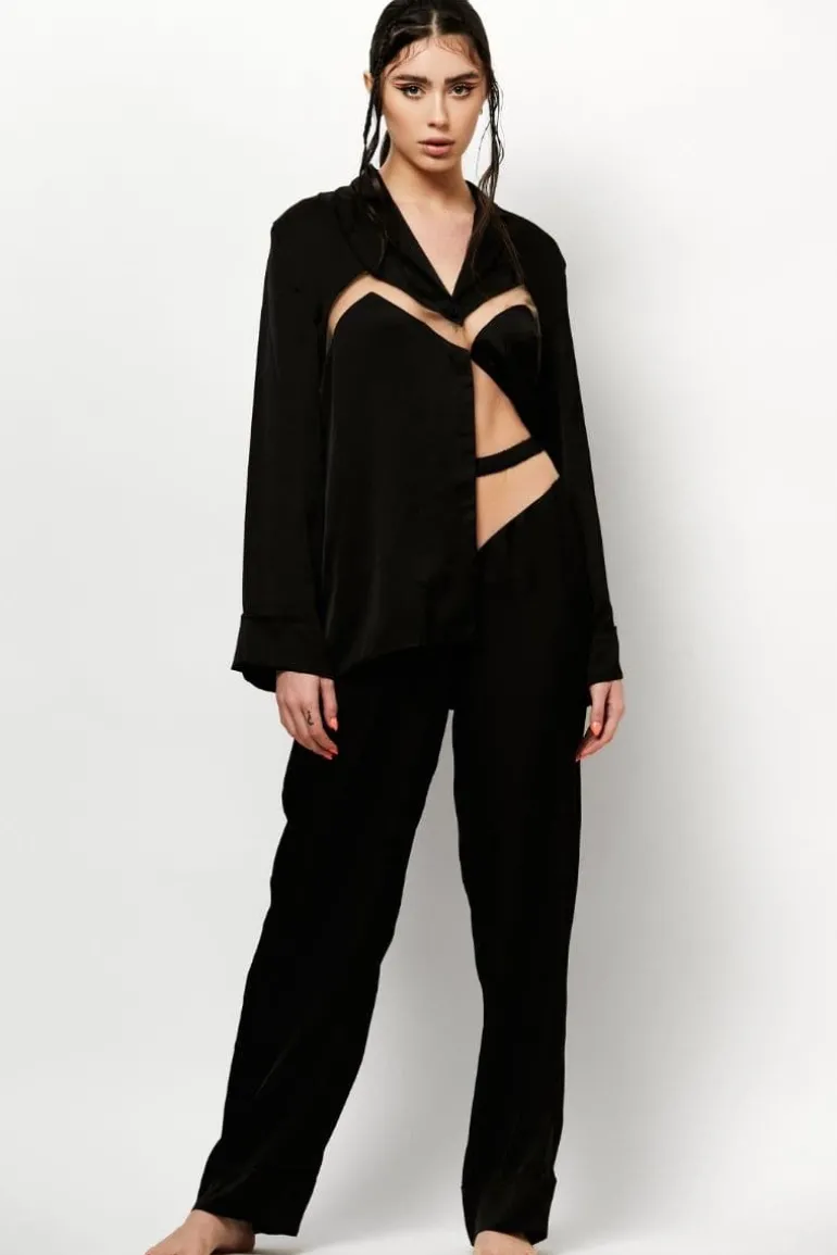 Sleep & Loungewear<CULT MIA SPECTRE PYJAMA SHIRT Black