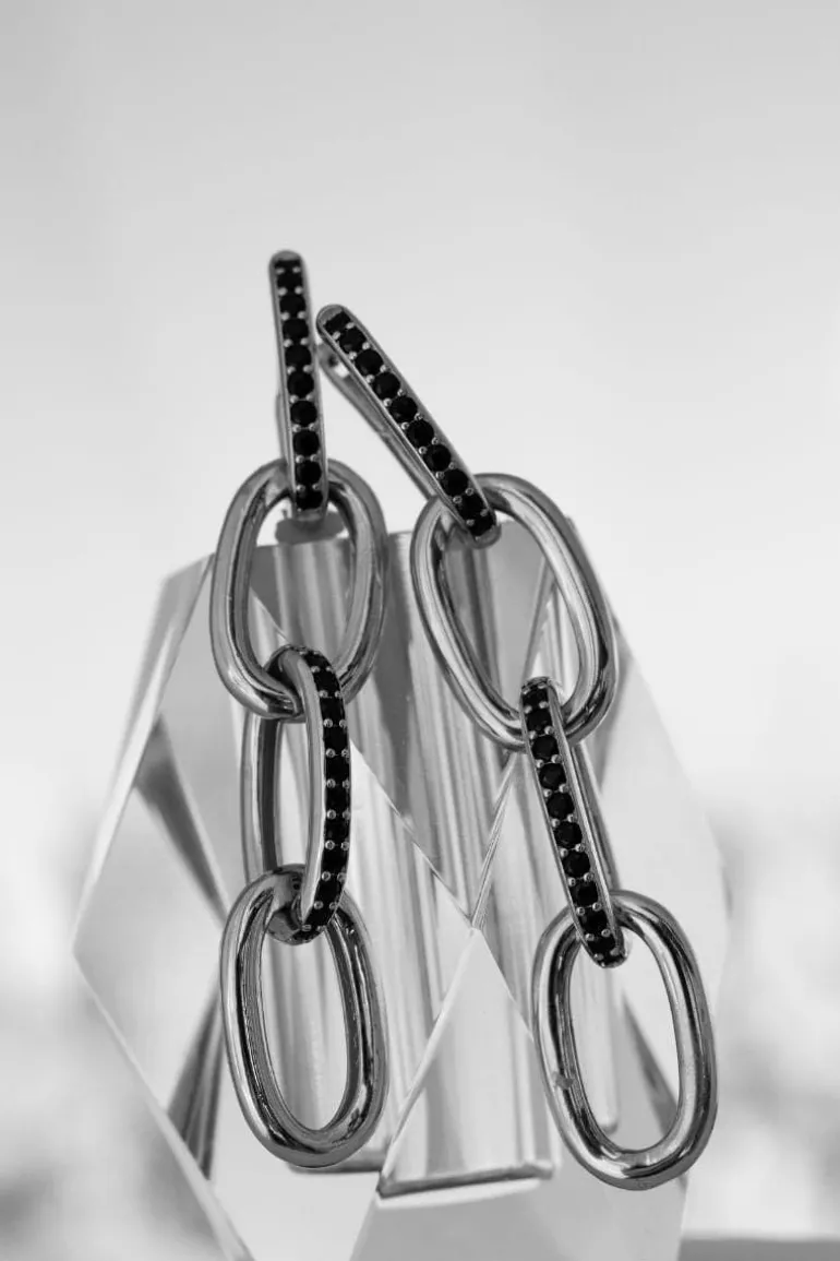 Earrings<CULT MIA SPINEL LINKS EARRINGS Black
