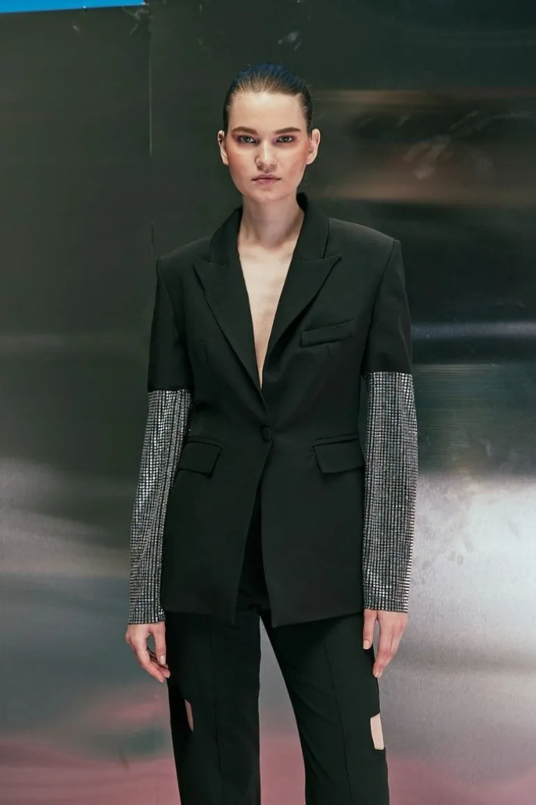Blazers<CULT MIA SQUARE DIAMOND BLAZER Black