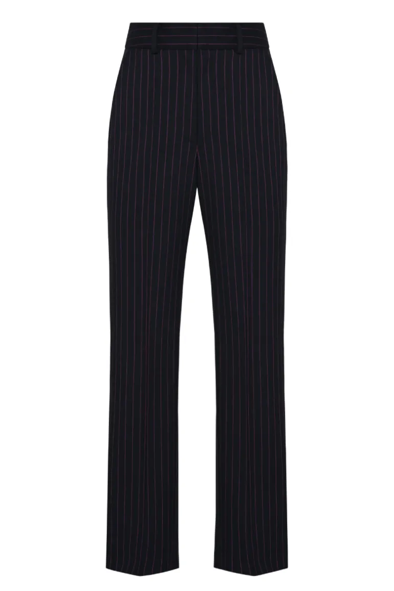 Pants<CULT MIA BLACK STRAIGHT LEG PINSTRIPE PANTS Black and Pink Pinstripe