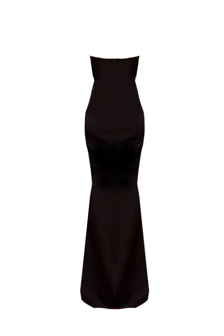 Dresses<CULT MIA BLACK STRAPLESS CORSET DRESS WITH FLATTERING FRONT DETAIL Midnight Black
