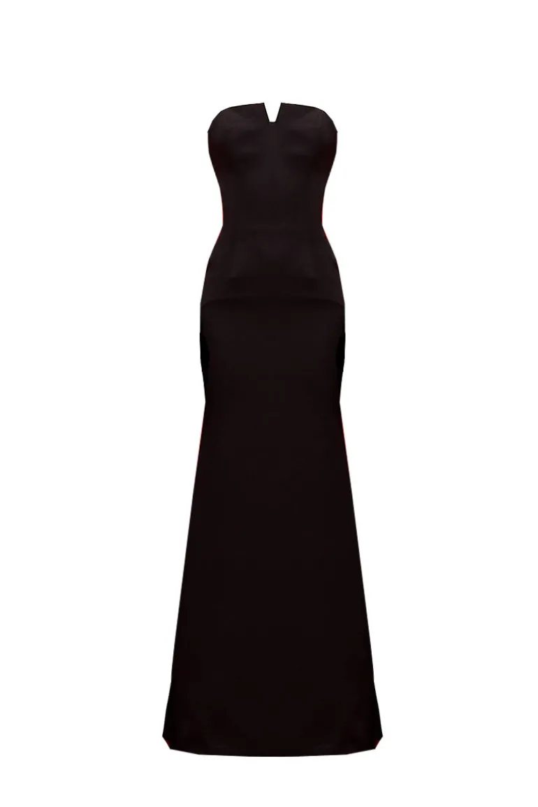 Dresses<CULT MIA BLACK STRAPLESS CORSET DRESS WITH FLATTERING FRONT DETAIL Midnight Black