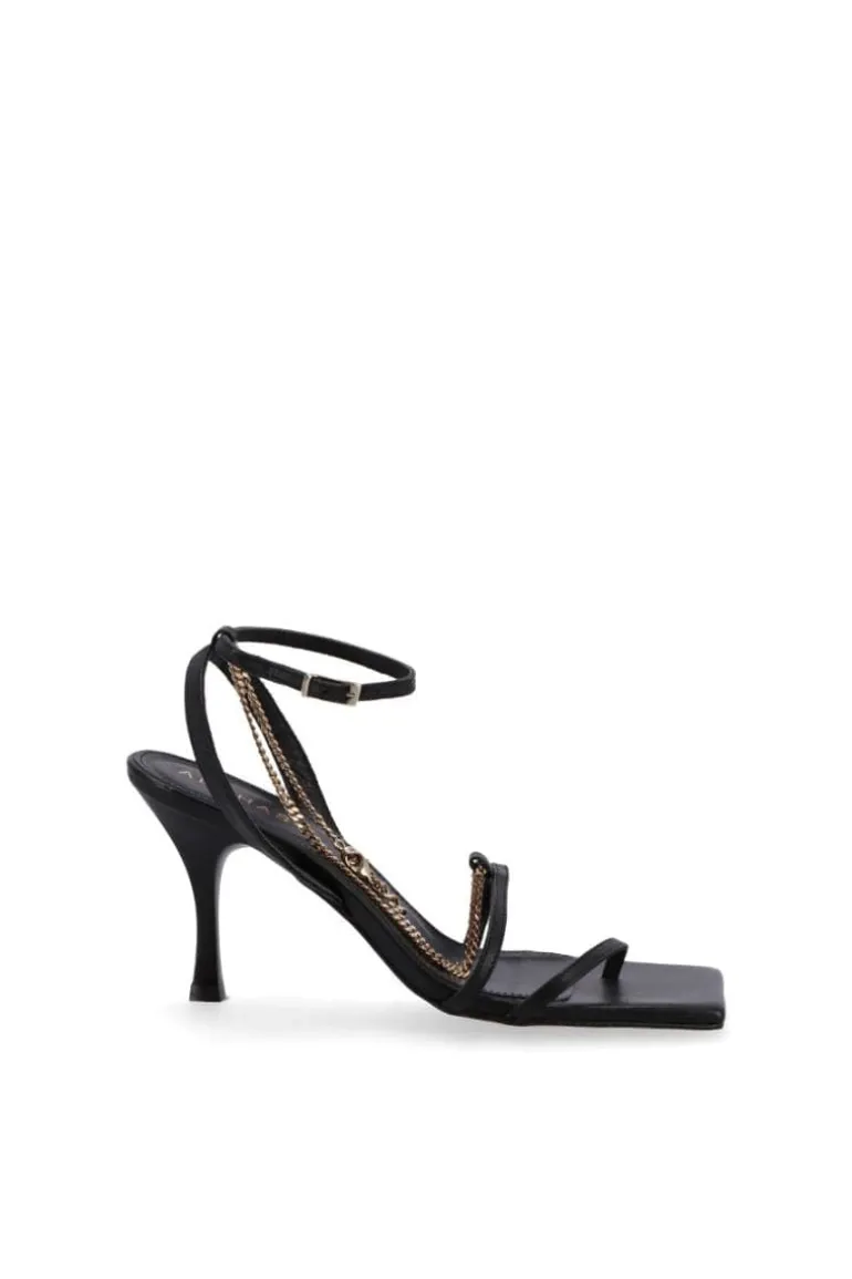 Heels<CULT MIA BLACK STRAPS CHAIN SANDALS
