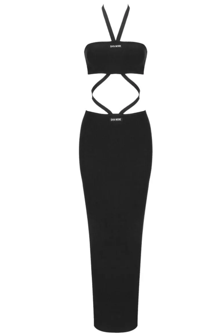 Dresses<CULT MIA STRIPES MAXI DRESS Black