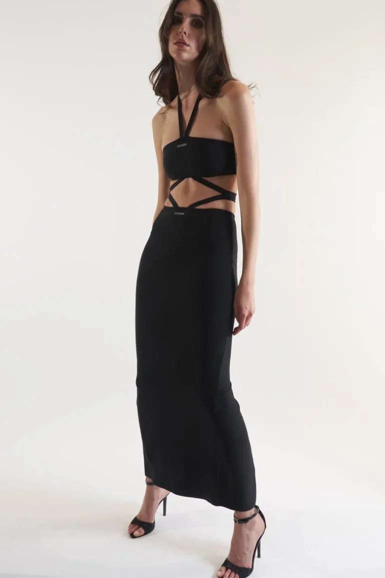 Dresses<CULT MIA STRIPES MAXI DRESS Black