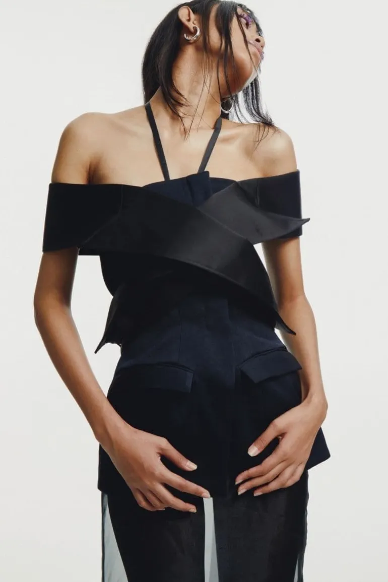 Tops<CULT MIA TAILORED TUBE TOP Black