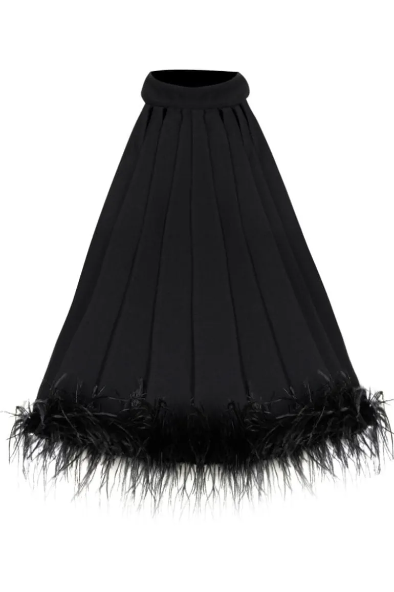 Tops<CULT MIA TRIANGLE FEATHER CAPE Black