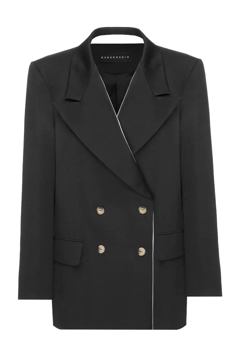 Blazers<CULT MIA TRIMMED LAPEL BLAZER Black