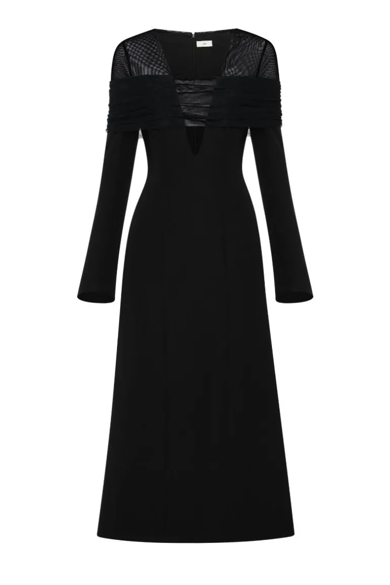 Dresses | Midi Dresses<CULT MIA V-NECK CUT-OUT MIDI DRESS Black