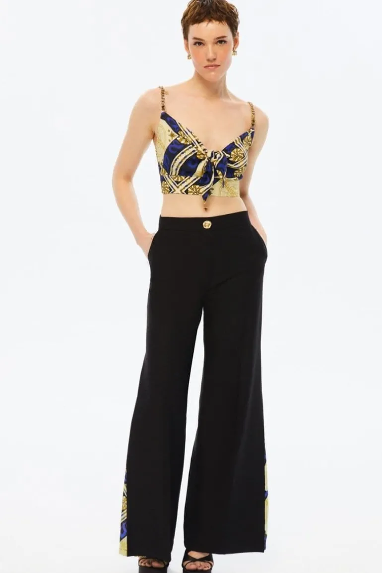 Pants<CULT MIA WIDE-LEG SATIN PANTS Black