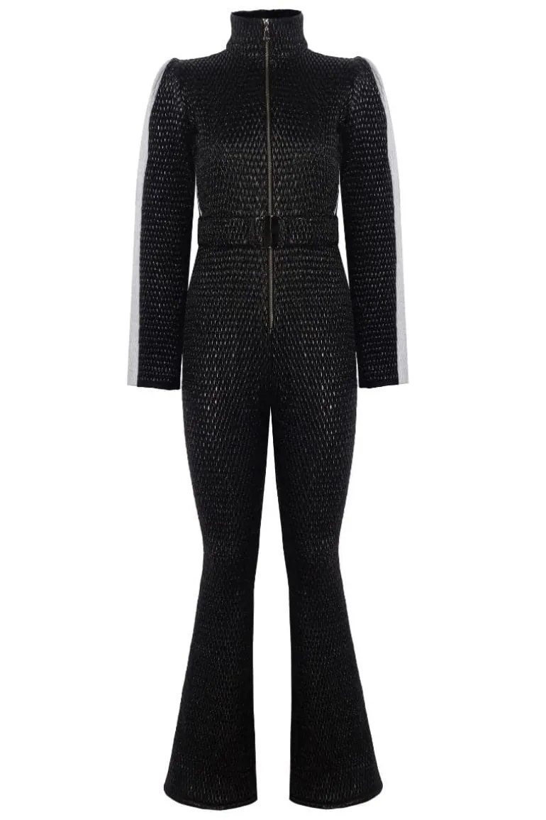 Jumpsuits<CULT MIA BLACK WITH WHITE STRIPE ONE-PIECE SKI SUIT Black/White
