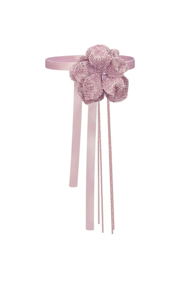Necklaces<CULT MIA CRYSTAL FLOWER CHOKER Blossom Pink