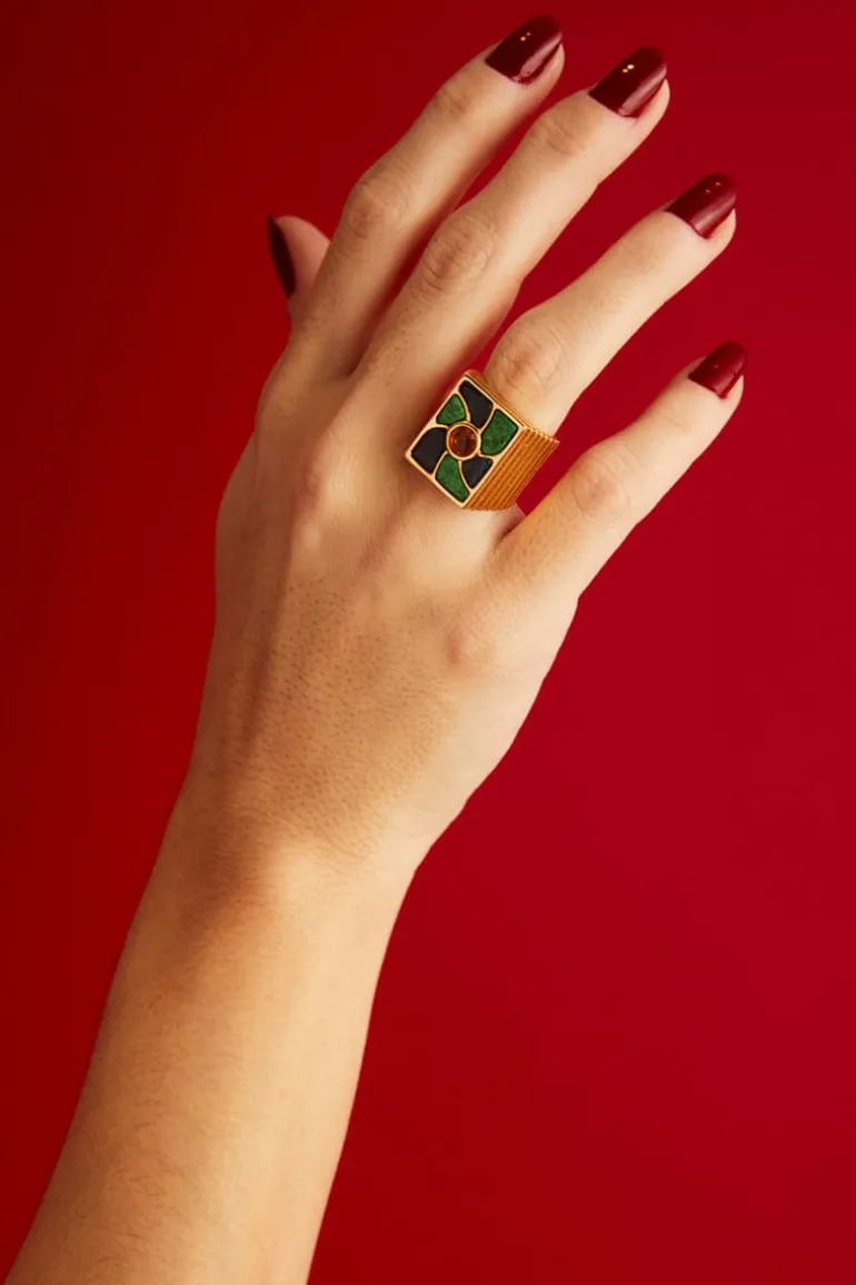 Rings<CULT MIA BLUE AND GREEN JUCA RING Blue/Green
