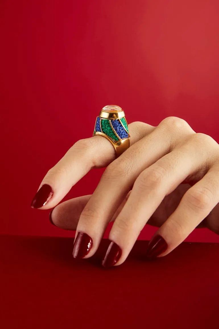 Rings<CULT MIA BLUE AND GREEN LOLLY RING Blue/Green