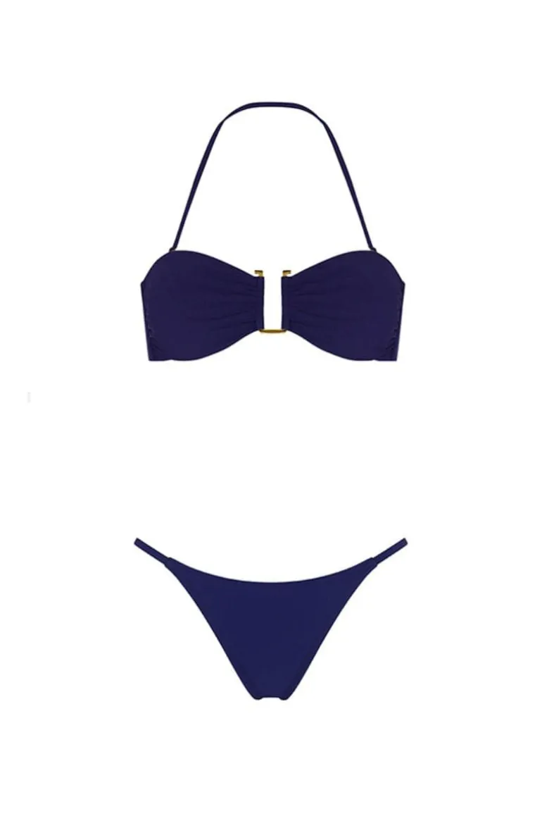 Swimwear<CULT MIA BANDEAU TOP AND STRING BOTTOM BIKINI Blue