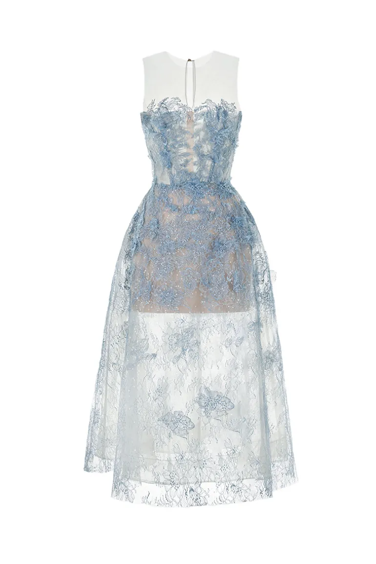 Dresses | Midi Dresses<CULT MIA BEADED LACE DRESS Blue