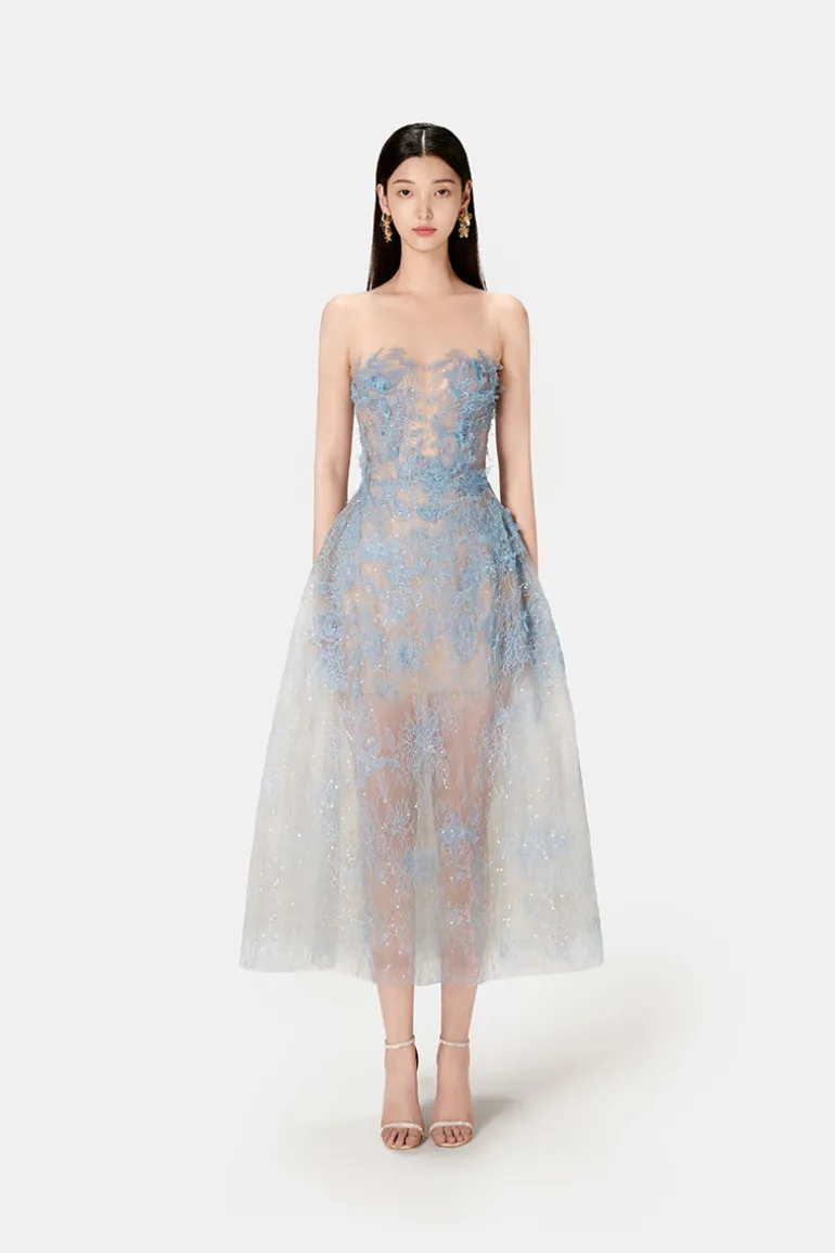 Dresses | Midi Dresses<CULT MIA BEADED LACE DRESS Blue