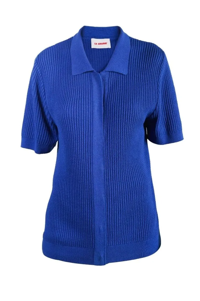 Tops<CULT MIA CABLES POLO SHIRT Blue