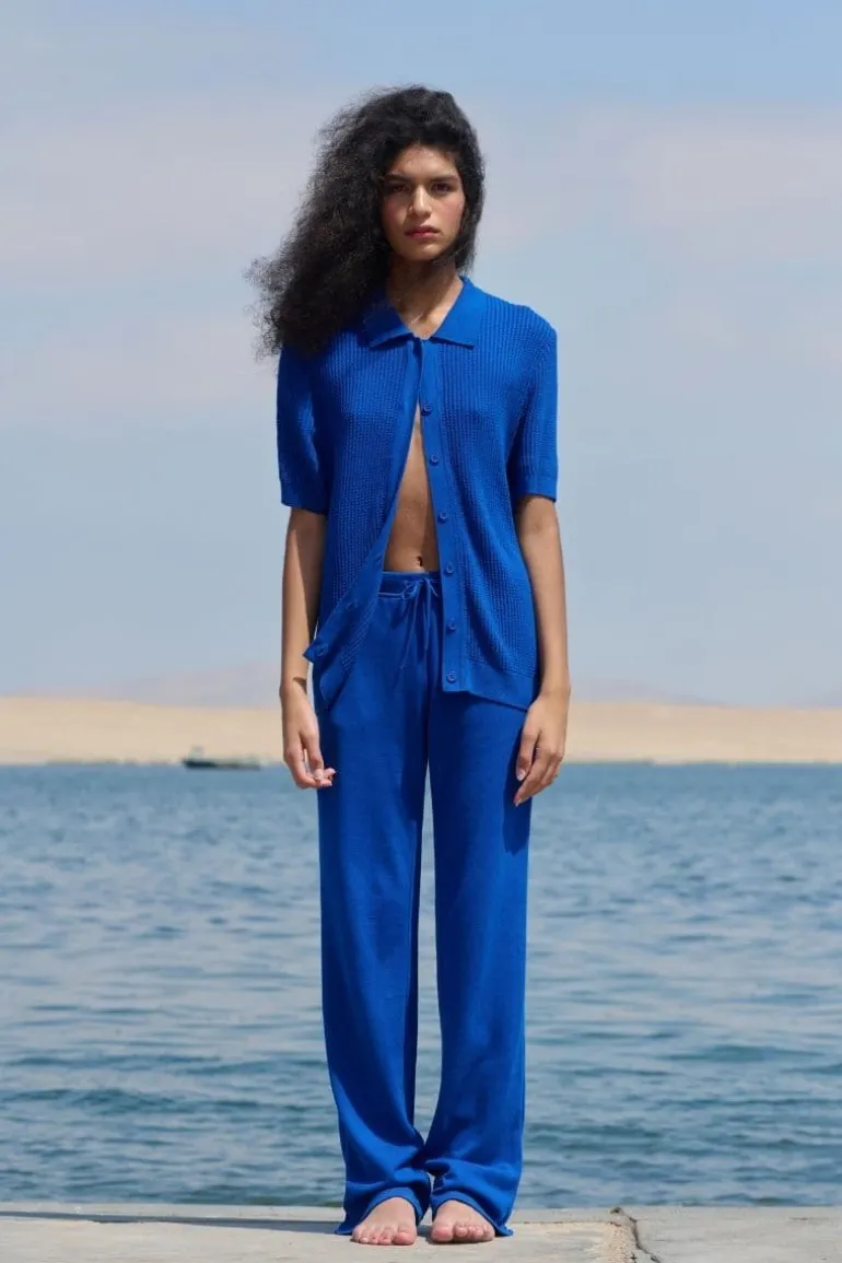 Tops<CULT MIA CABLES POLO SHIRT Blue