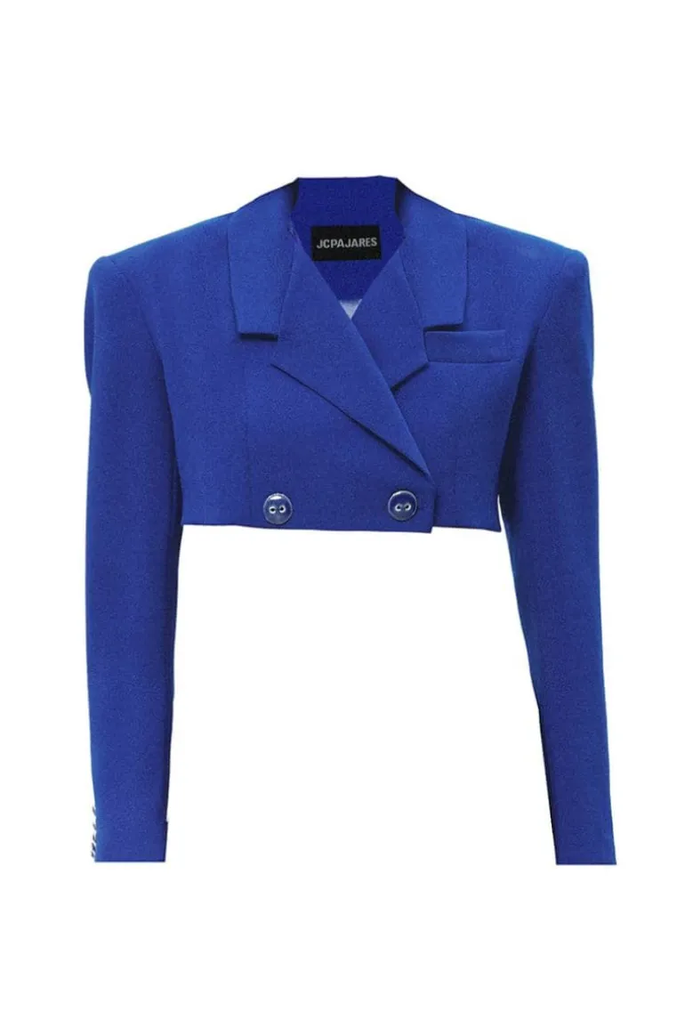 Blazers<CULT MIA CROSSED CROP BLAZER Blue
