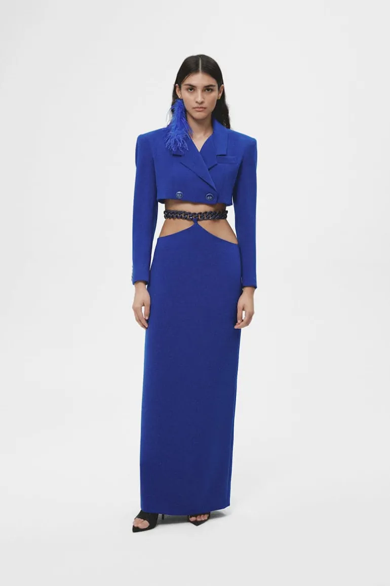 Blazers<CULT MIA CROSSED CROP BLAZER Blue