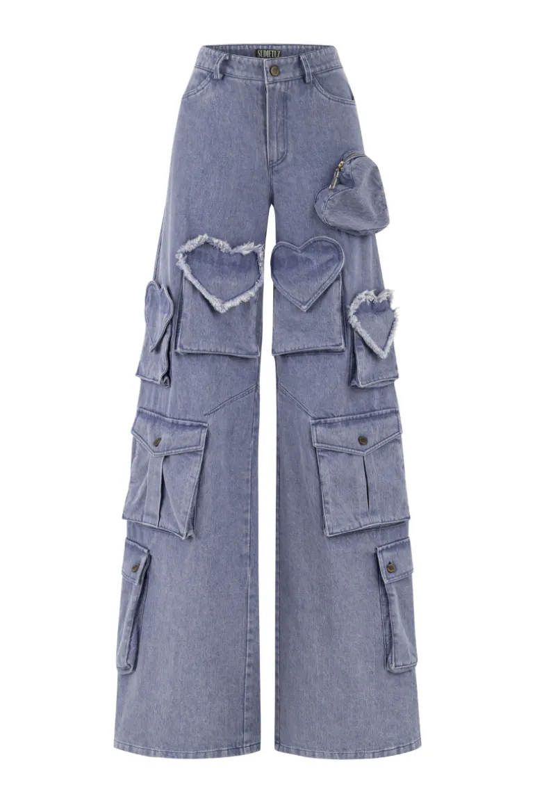 Pants<CULT MIA CARGO PANTS Blue Denim