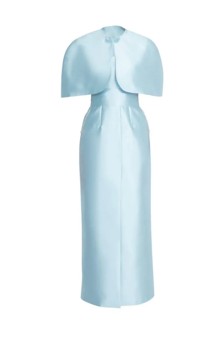 Dresses<CULT MIA DETACHABLE MINI CAPE JACKET MAXI DRESS Blue