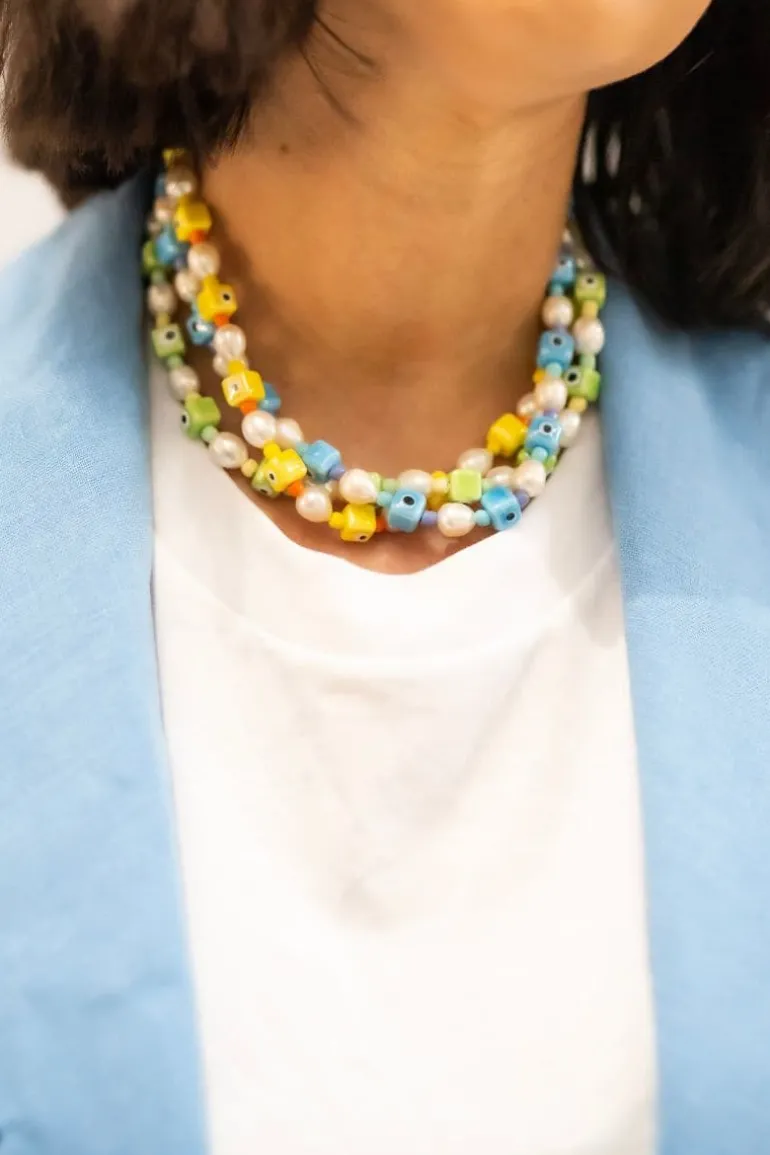 Necklaces<CULT MIA EVIL EYE PEARL NECKLACE Blue