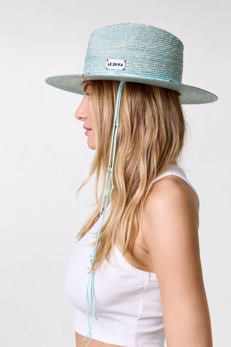 Hats<CULT MIA FEDORA WITH SHELLS AND 24K GOLD-PLATED ACCESSORIES Blue