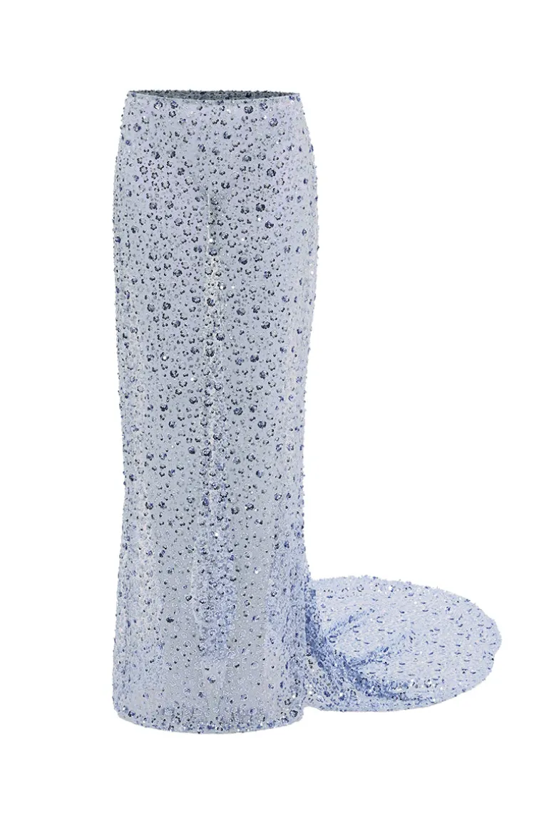 Skirts<CULT MIA BLUE FLOWER EMBROIDERED MAXI SKIRT Baby Blue