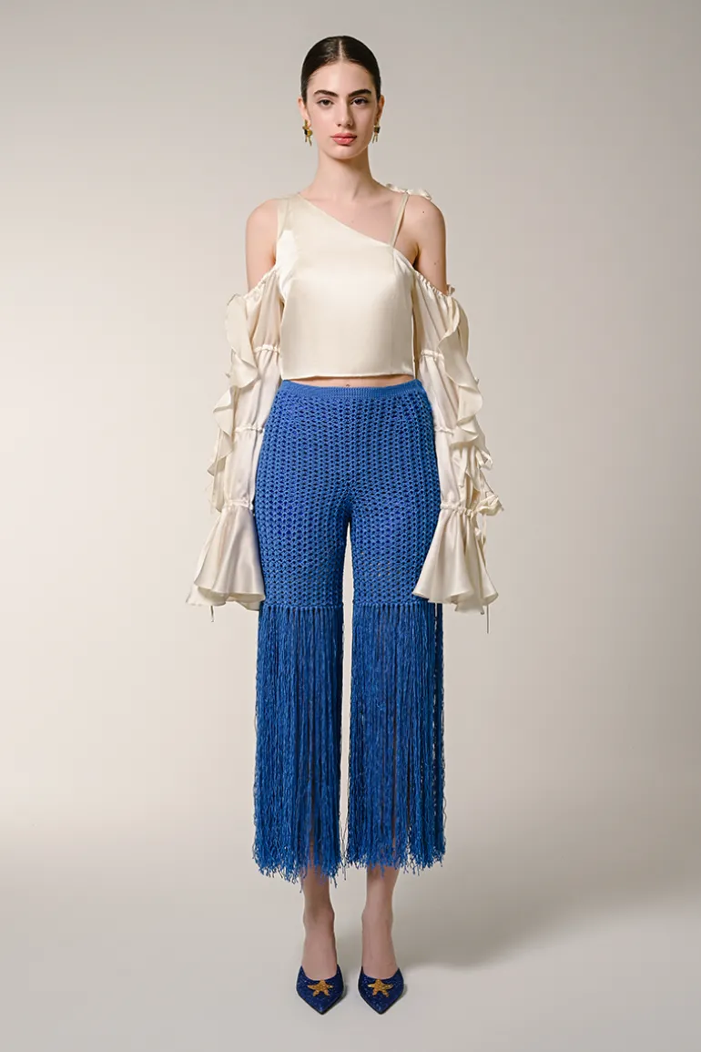 Pants<CULT MIA FRINGE SHORTS Blue