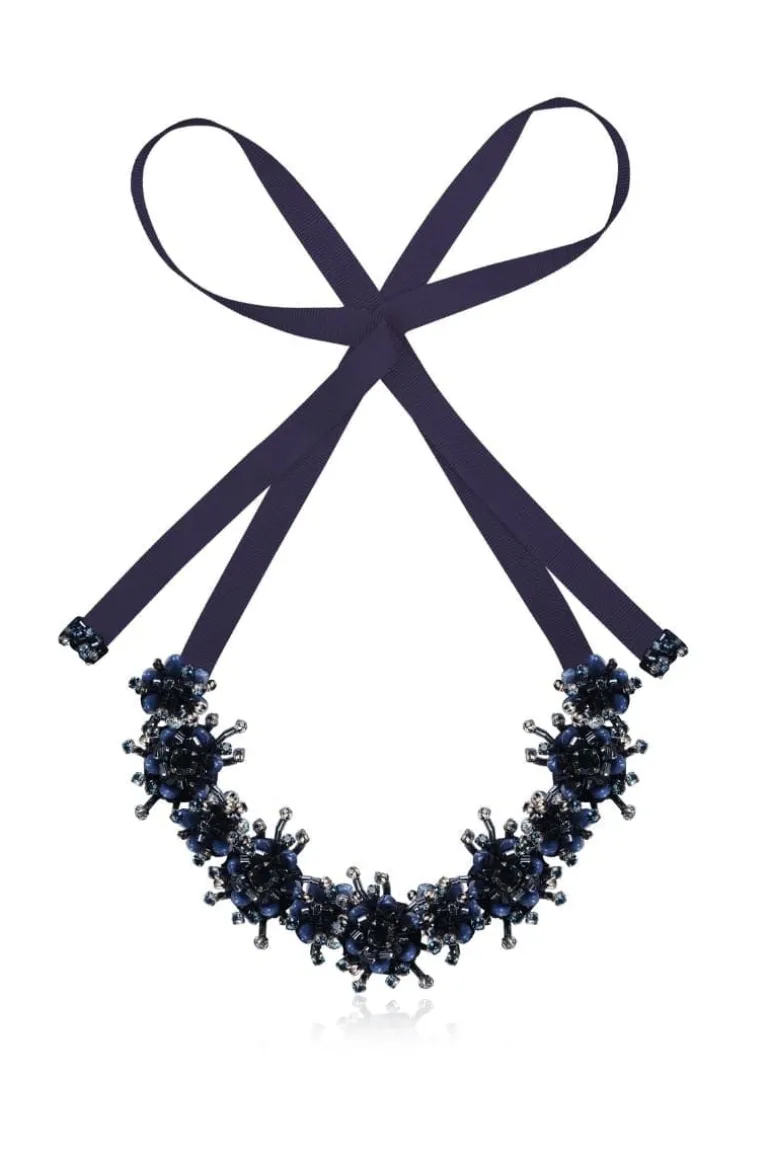 Necklaces<CULT MIA BLUE GELA RIBBON NECKLACE Dark Blue