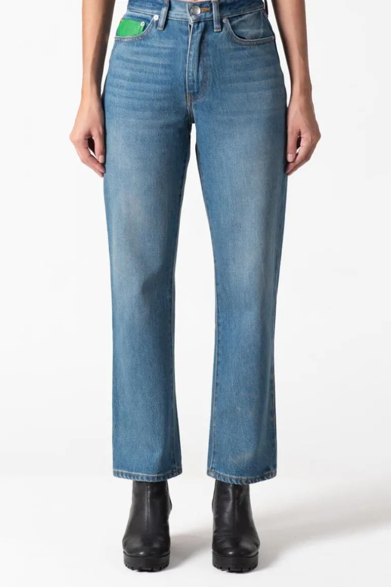 Pants<CULT MIA HIGH-RISE STRAIGHT-LEG JEANS Blue