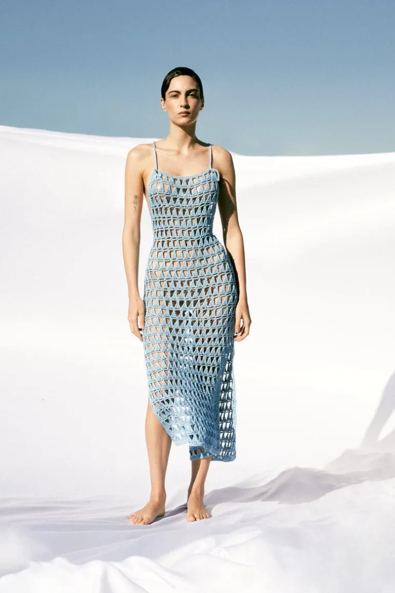 Dresses | Midi Dresses<CULT MIA KNITTED MESH MIDI DRESS Blue