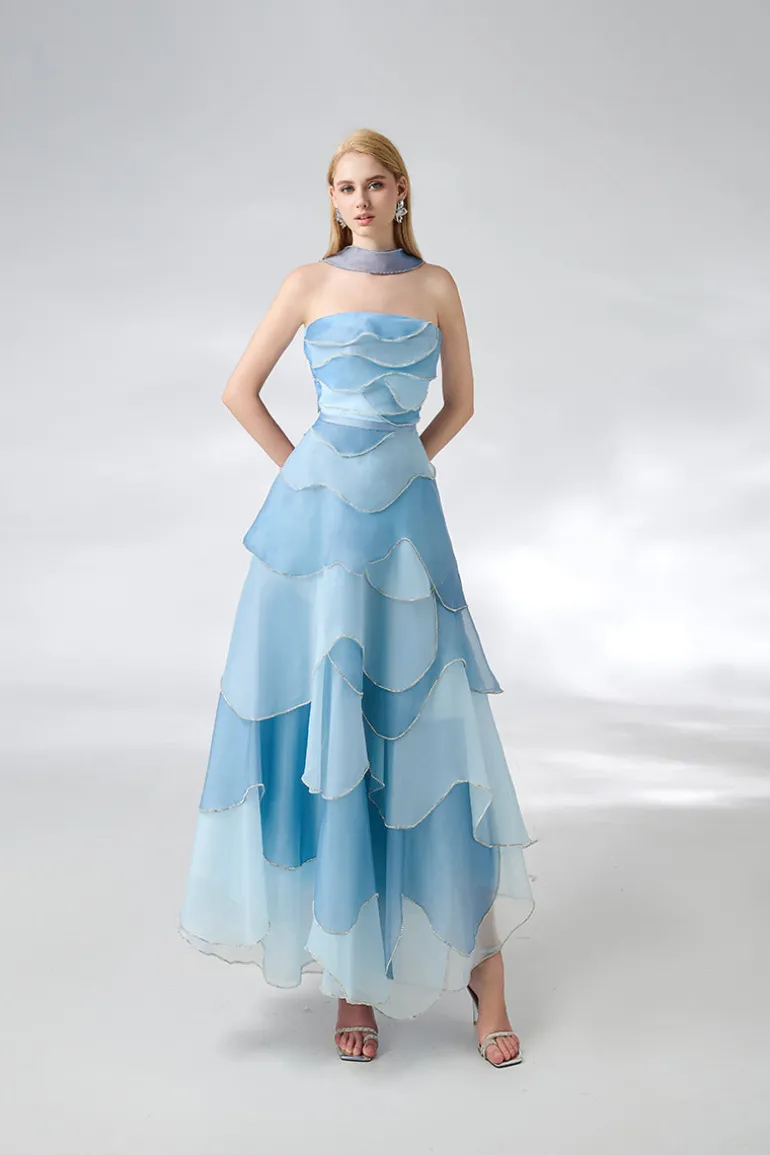 Dresses | Midi Dresses<CULT MIA LAYERED MIDI DRESS WITH SCARF Blue