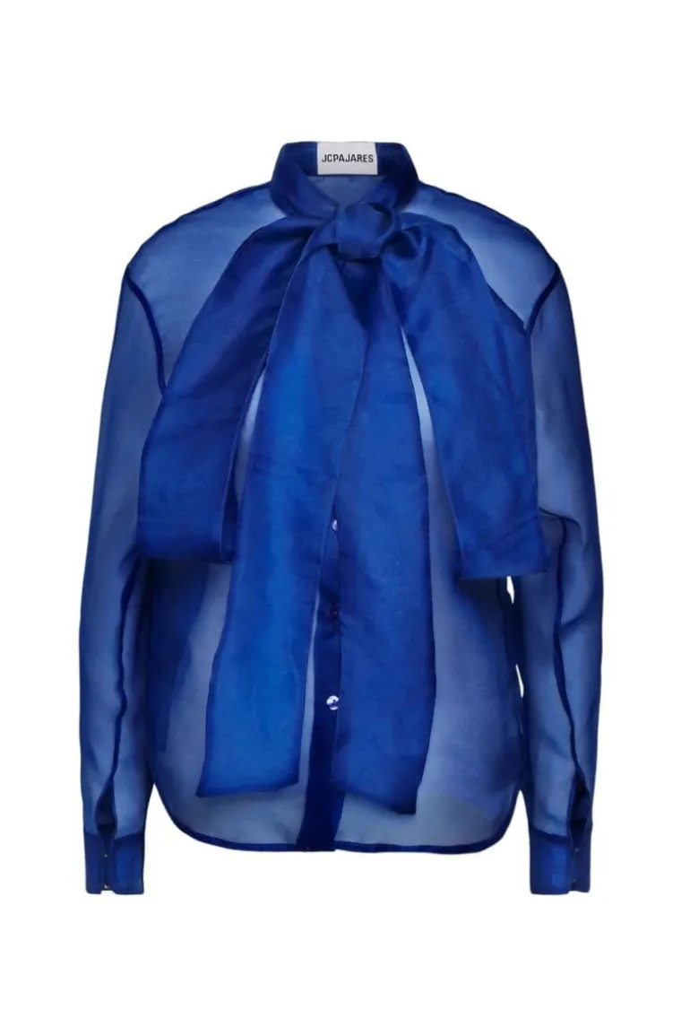 Tops<CULT MIA SHIRT WITH LONG NECK AND TIE Blue