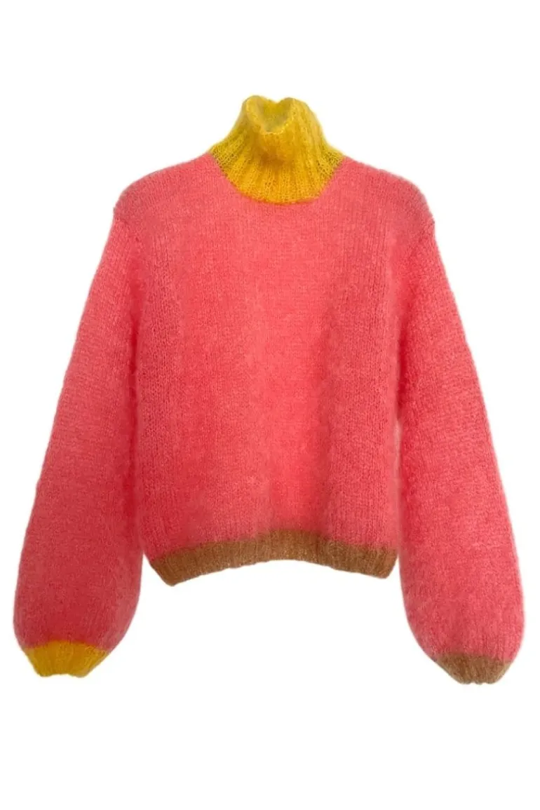 Knitwear<CULT MIA COLORBLOCK MOCK NECK MOHAIR SWEATER Blush