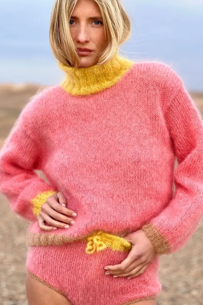 Knitwear<CULT MIA COLORBLOCK MOCK NECK MOHAIR SWEATER Blush