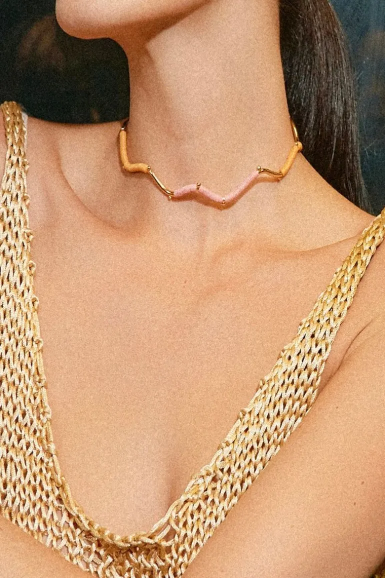 Necklaces<CULT MIA BONELIA CORAL AND PEACH CHOKER Coral & Peach