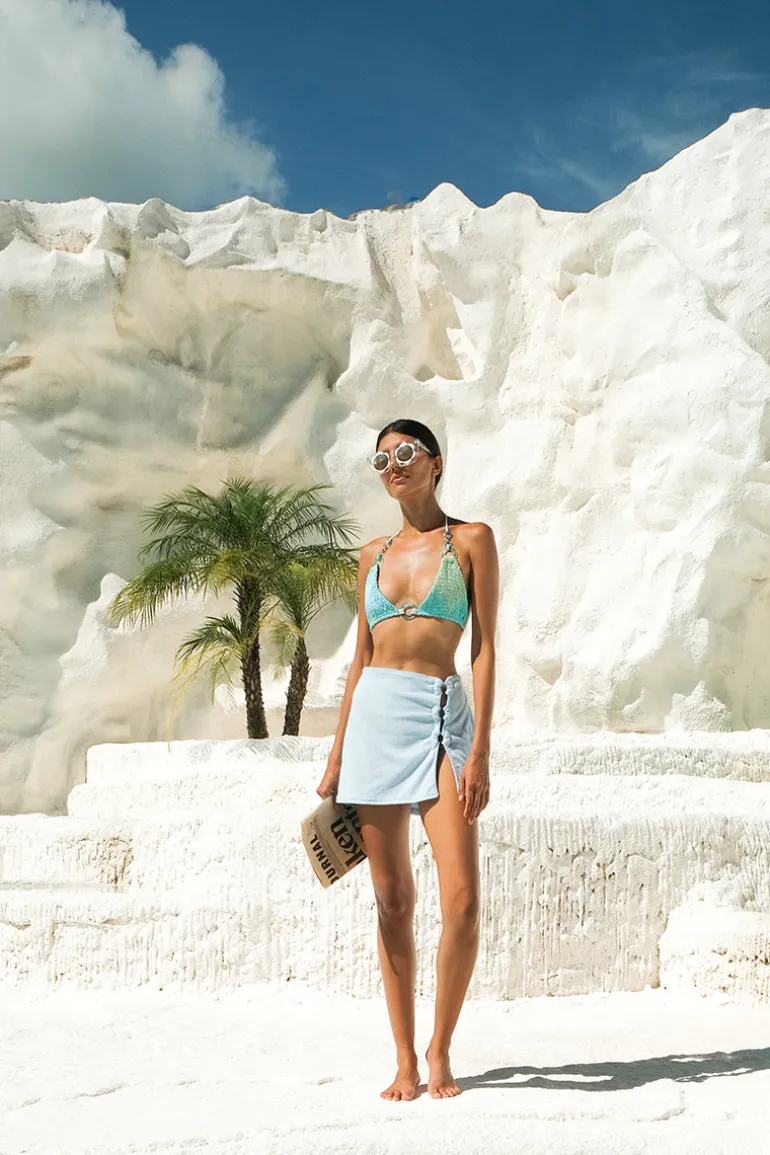 Skirts<CULT MIA BONITA TERRY MINI SKIRT Baby Blue