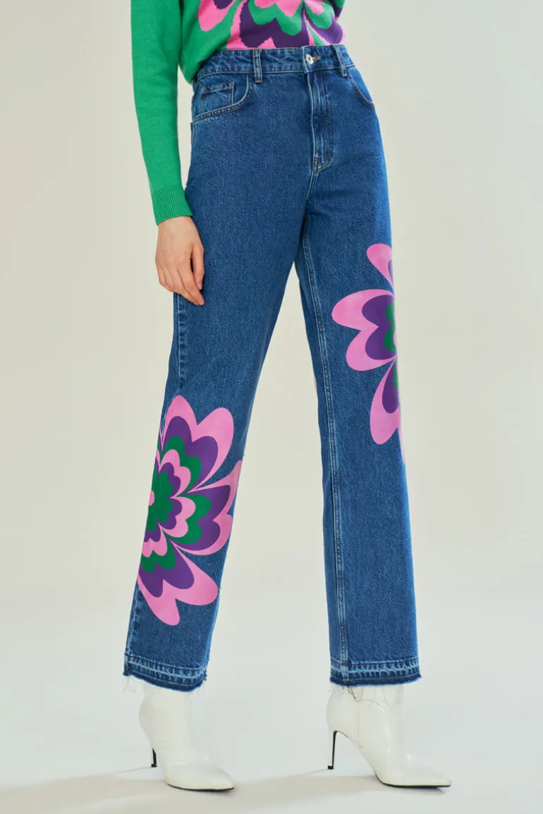 Pants<CULT MIA BOTANICAL BLISS JEANS Blue