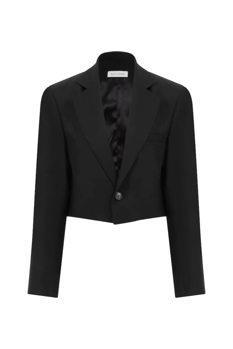 Jackets<CULT MIA BOXY CROPPED JACKET IN Black