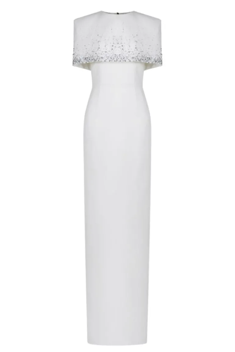 Dresses | Gowns<CULT MIA BRADFORD GOWN WITH SHOULDER CAPE White