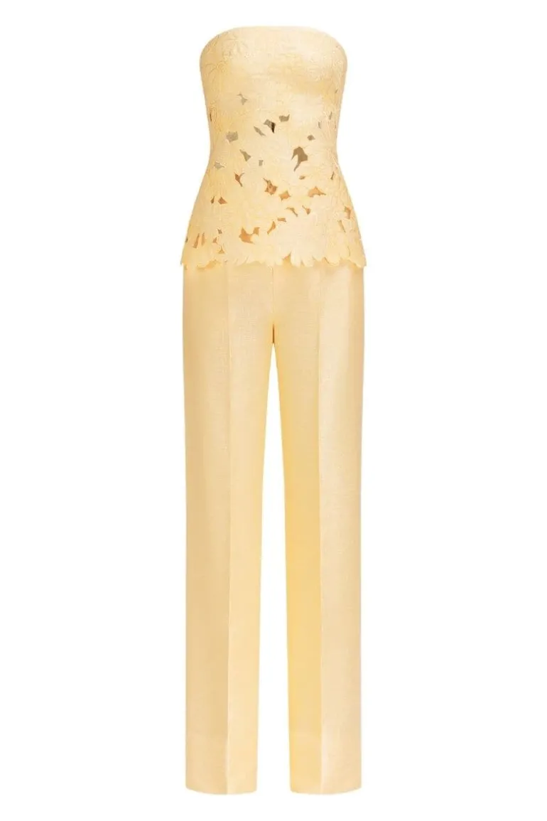 Outfit Sets<CULT MIA BRIDGET PUFFY STRAPLESS TOP AND PANTS SET Pastel Yellow