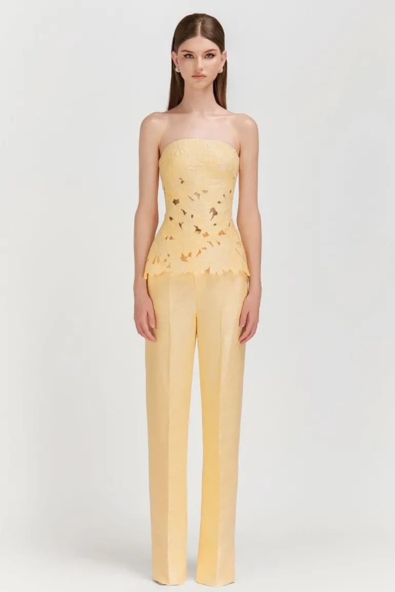 Outfit Sets<CULT MIA BRIDGET PUFFY STRAPLESS TOP AND PANTS SET Pastel Yellow