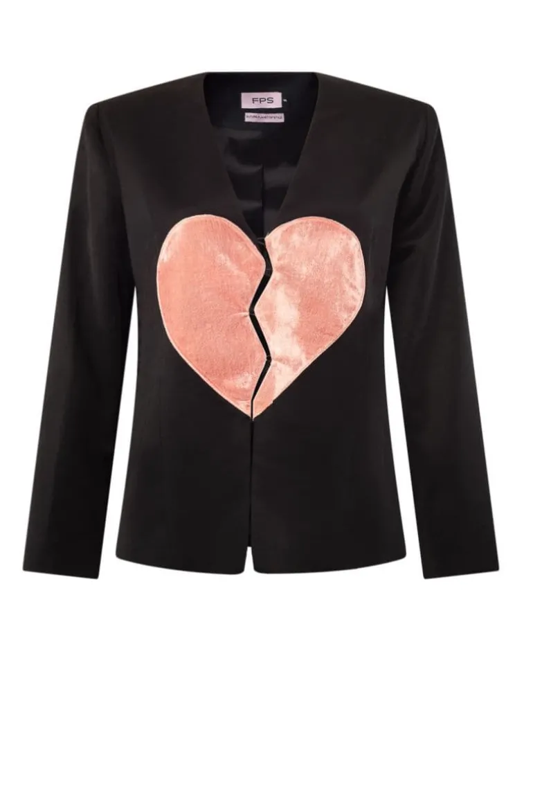 Blazers<CULT MIA BROKEN HEART MOTIF BLAZER Black